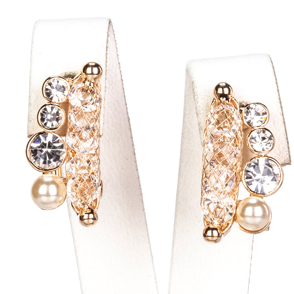 Schmuckgarnitur aus aus goldplattierter Legierung mit weißem Emporia® Kristall