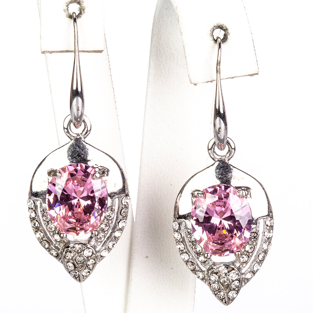 Schmuckgarnitur aus aus goldplattierter Legierung mit rosafarbenem Emporia® Kristall