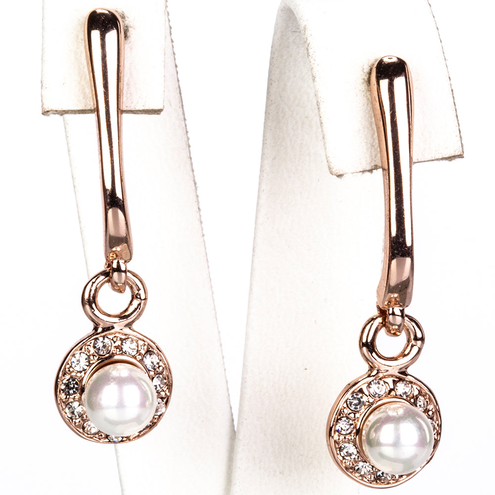 Schmuckgarnitur aus aus goldplattierter Legierung mit Glasperle und weißem Emporia® Kristall