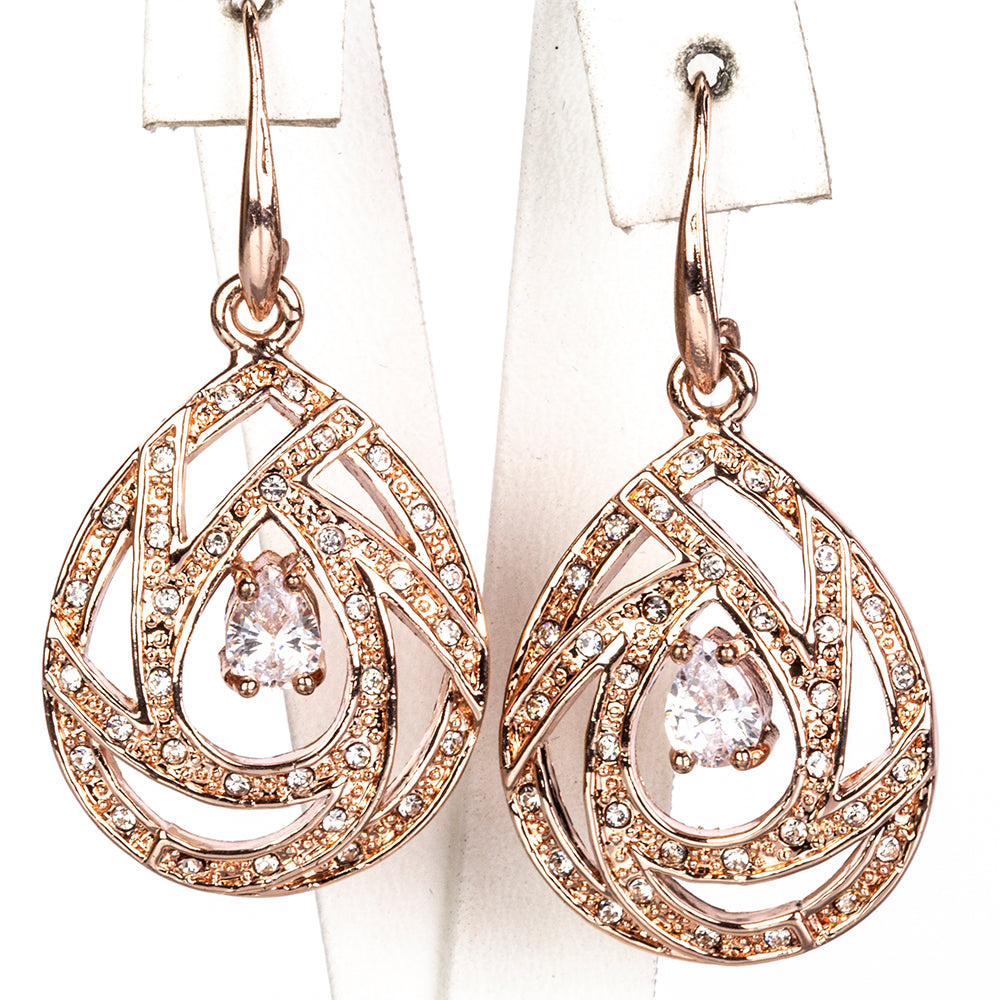 Schmuckgarnitur aus aus goldplattierter Legierung mit weißem Emporia® Kristall