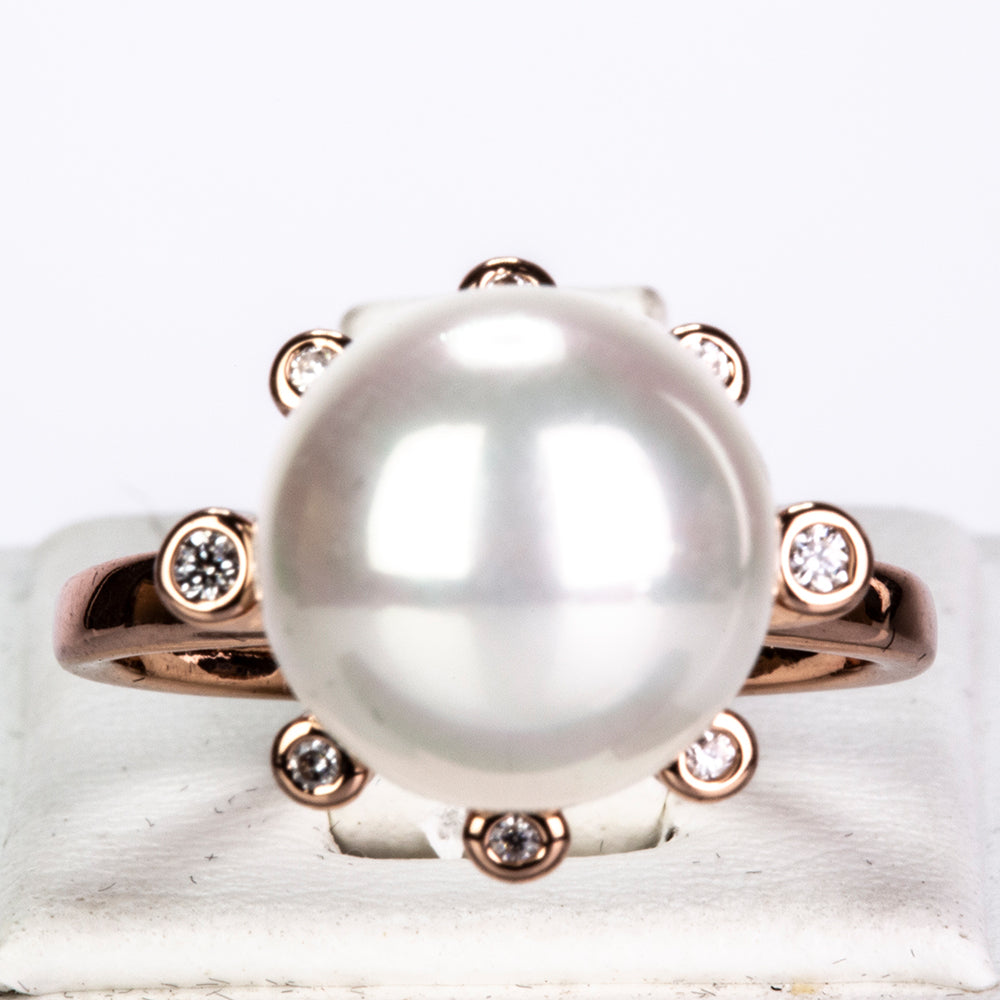 Schmuckgarnitur aus aus goldplattierter Legierung mit Glasperle und weißem Emporia® Kristall