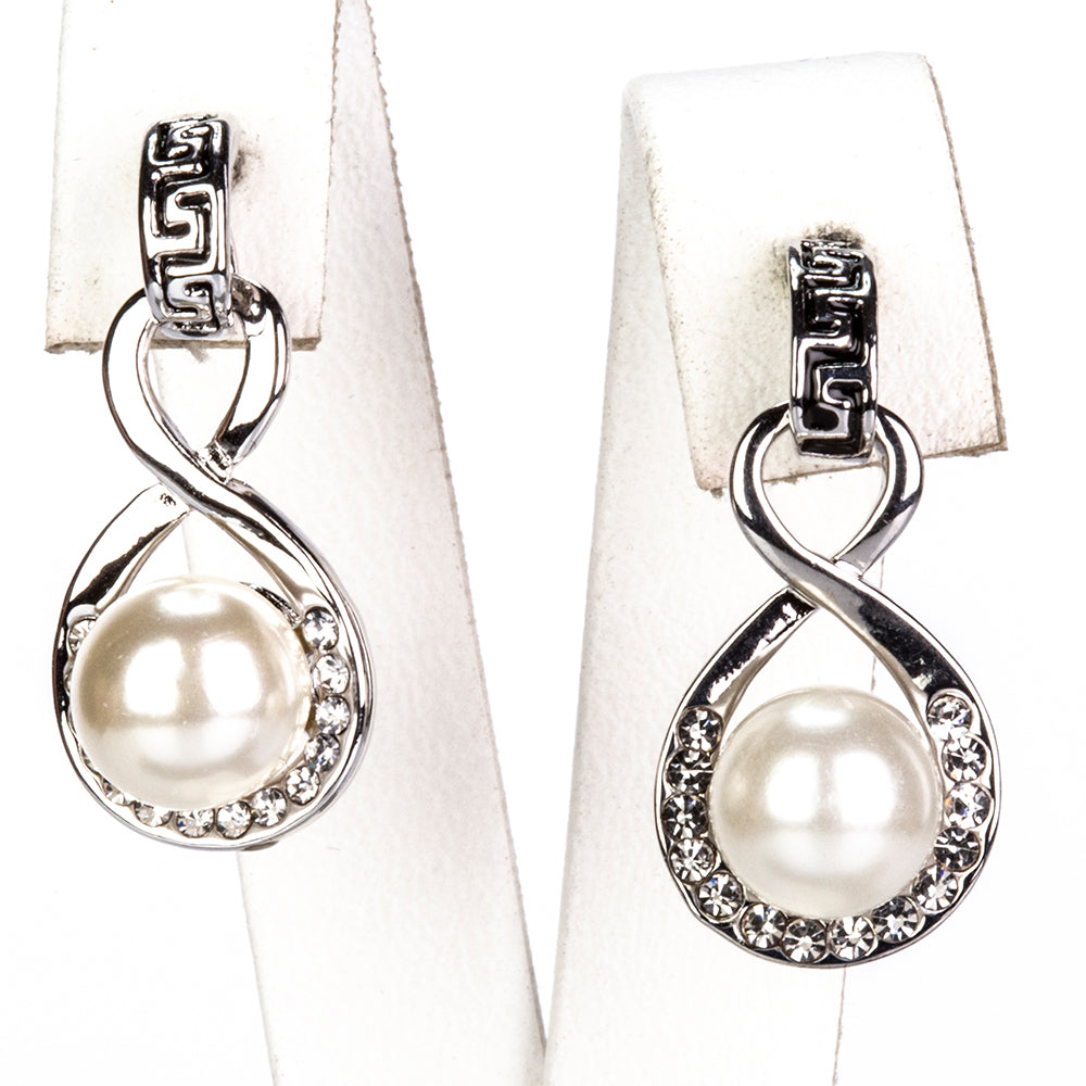 Schmuckgarnitur aus aus goldplattierter Legierung mit Glasperle und weißem Emporia® Kristall