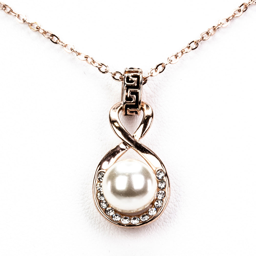 Schmuckgarnitur aus aus goldplattierter Legierung mit Glasperle und weißem Emporia® Kristall