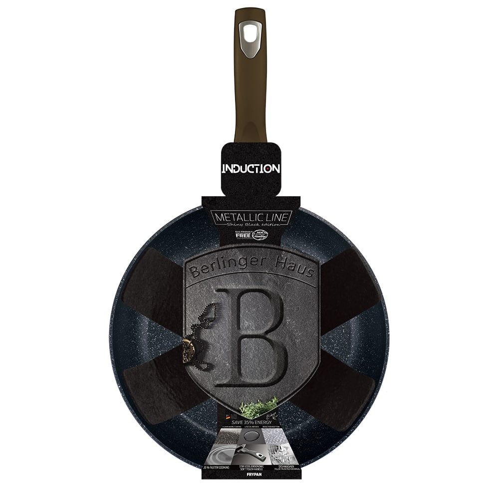 Berlinger Haus Metallic Line Shiny Black Edition Bratpfanne 20 cm, gratis Schutzhülle