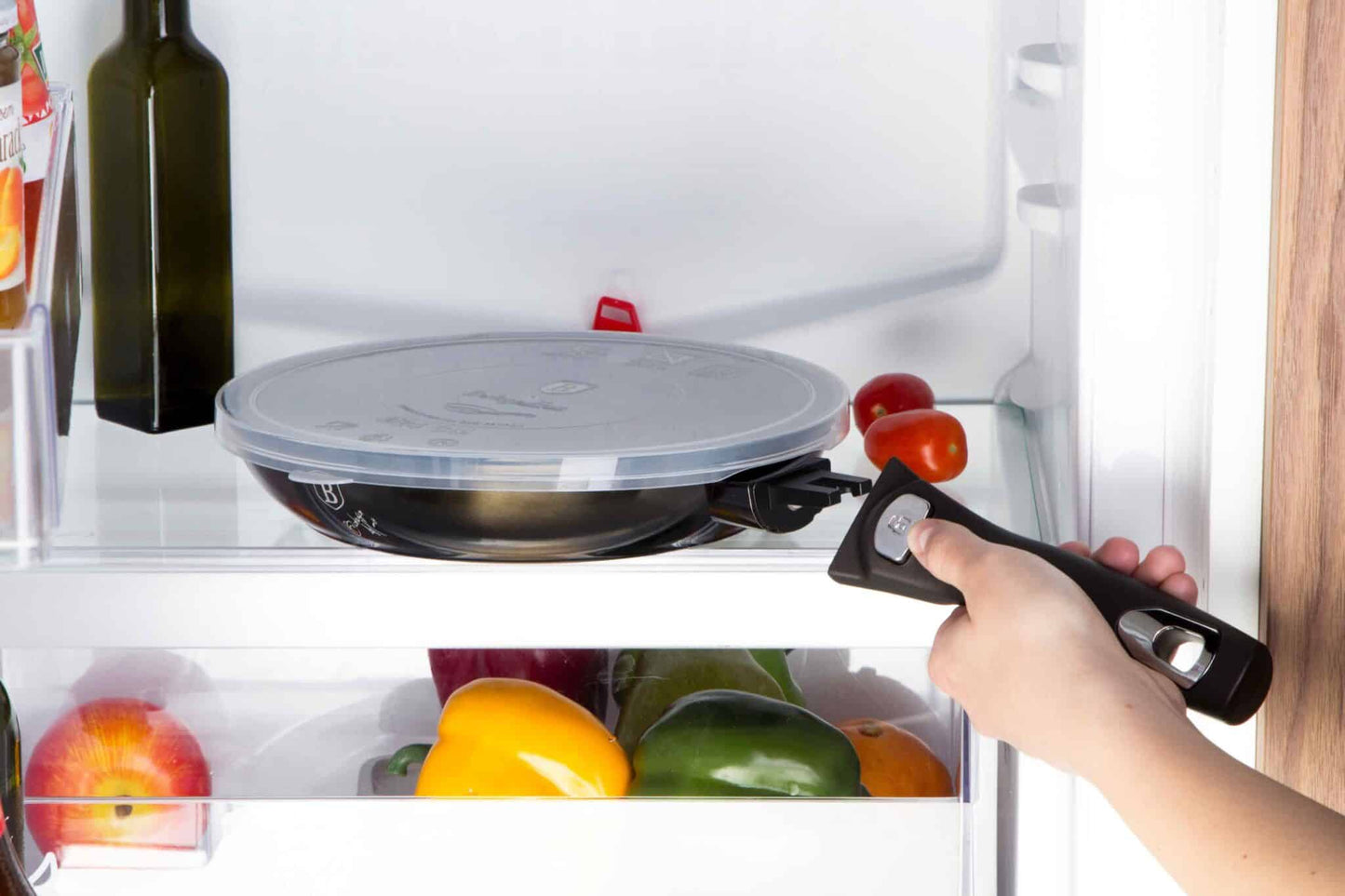 Berlinger Haus Metallic Line Shiny Black Edition Bratpfanne mit abnehmbarem Griff, 28 cm