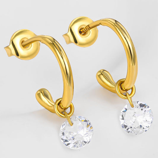 Ohrringe aus goldplattierter Legierung mit weißem Emporia® Kristall