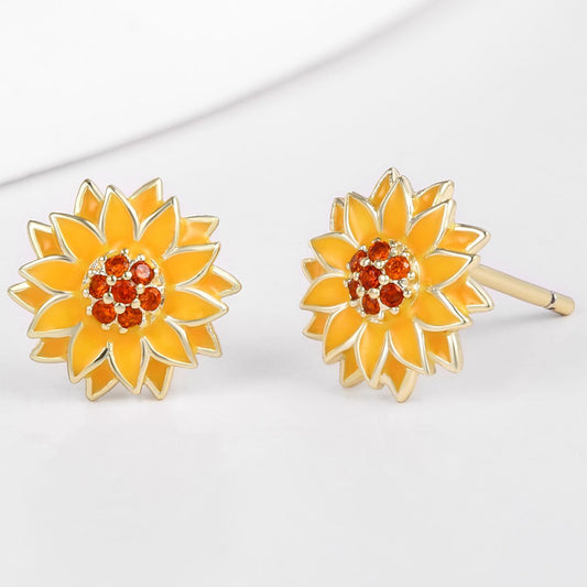 Ohrringe aus goldplattierter Legierung mit rotem Emporia®-Kristall und Emaille