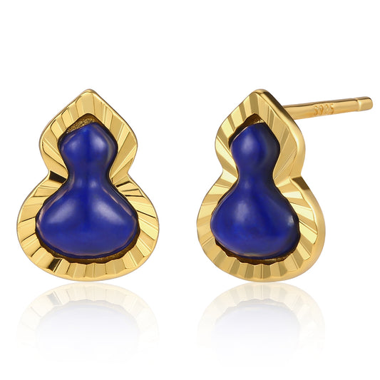 Ohrringe aus goldplattierter Legierung mit blauem Emporia®-Kristall
