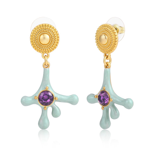 Ohrringe aus goldplattierter Legierung mit purpurfarbenem Emporia® Kristall und Emaille