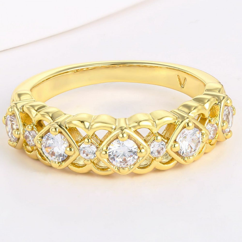 Ring aus goldplattierterr Legierung mit weißem Emporia® Kristall