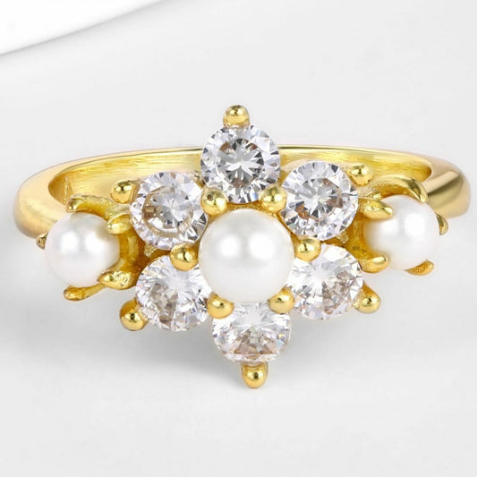 Ring aus goldplattierter Legierung mit weißem Emporia® Kristall