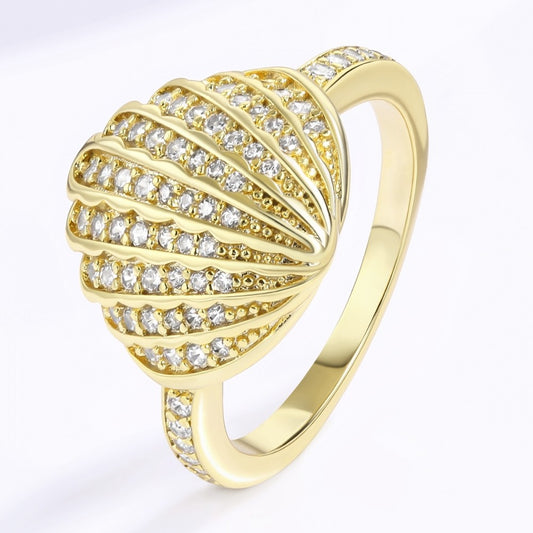 Ring aus goldplattierterr Legierung mit weißem Emporia® Kristall