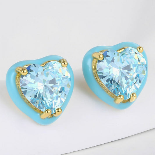 Ohrringe aus goldplattierter Legierung mit blauem Emporia®-Kristall