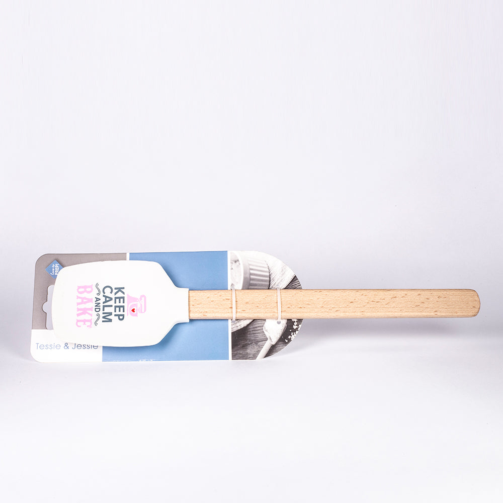 "Keep Calm and Bake" Spatel mit Holzgriff und rechteckigem Kopf