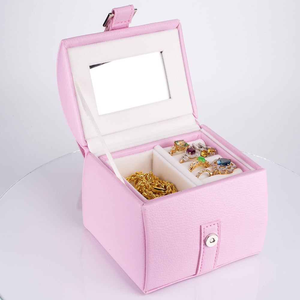 Schmuckkästchen mit Spiegel, rosa
