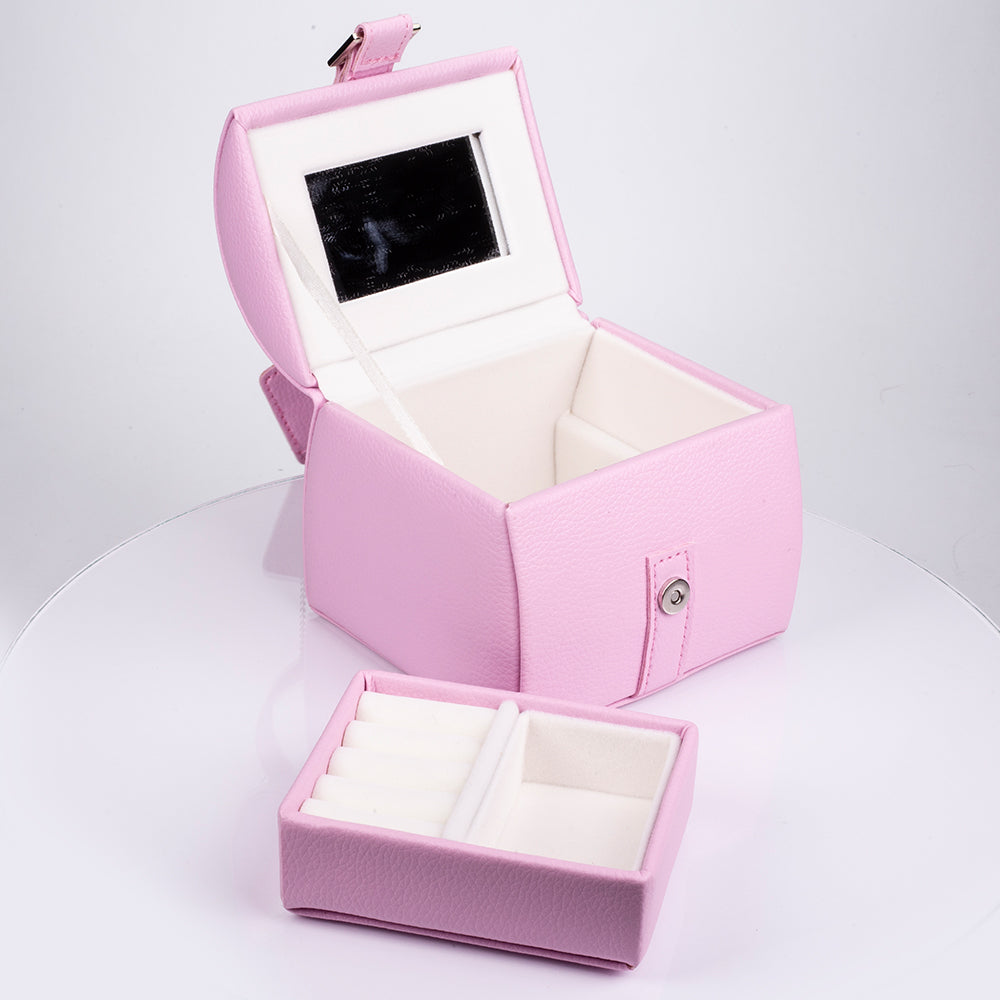 Schmuckkästchen mit Spiegel, rosa