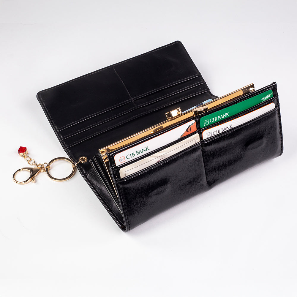 Datenschutz-Portemonnaie für Frauen, mit Schlüsselanhänger, Farbe: rot oder schwarz