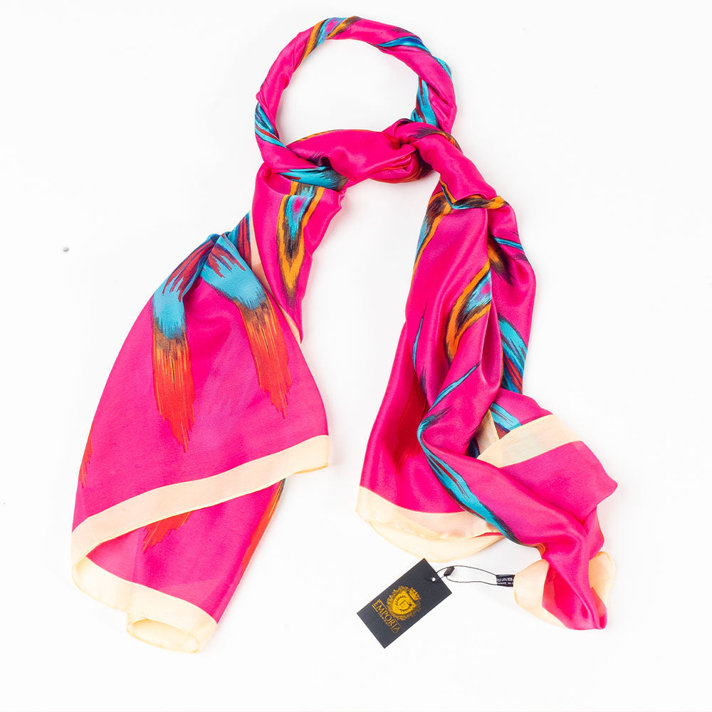 Schal "Pfauenprisma", 85 x 180 cm, Rosa, 100% vegane Seide
