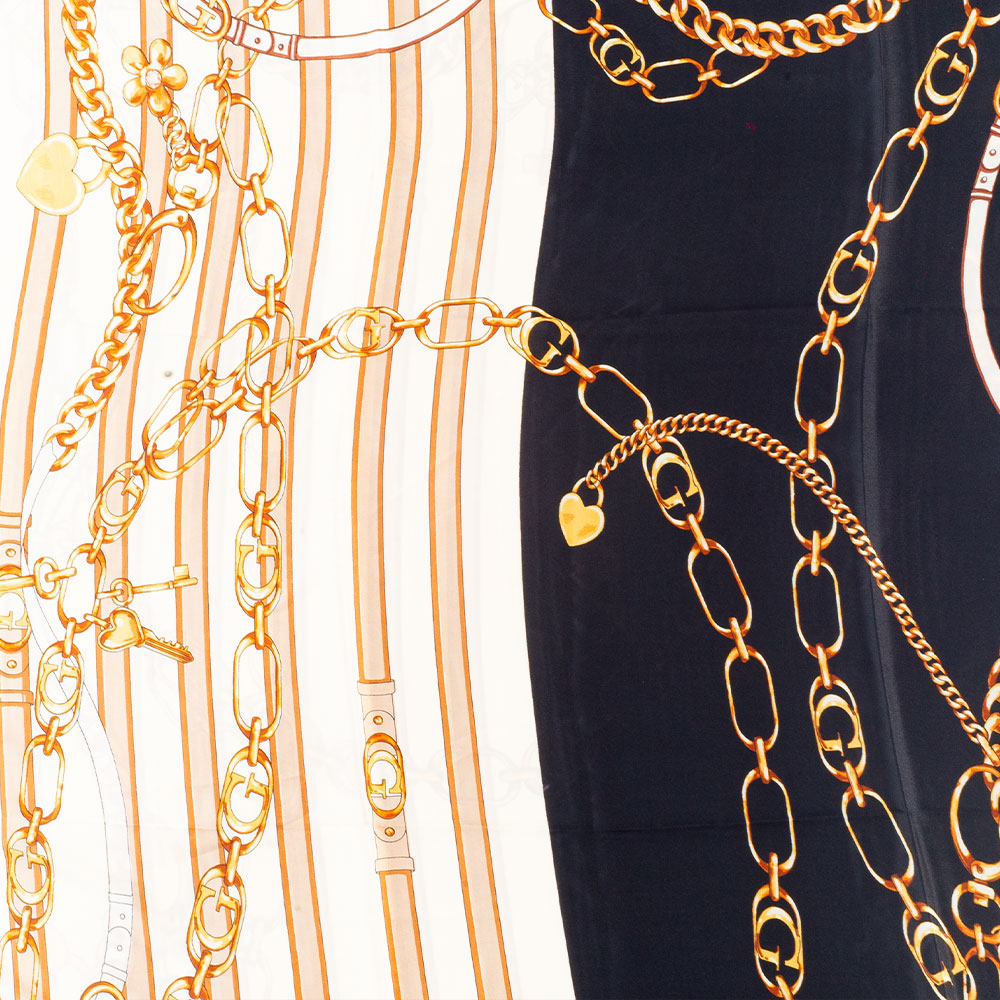 Schal "Königliche Ketten", 85 x 180 cm, Blau, 100% vegane Seide