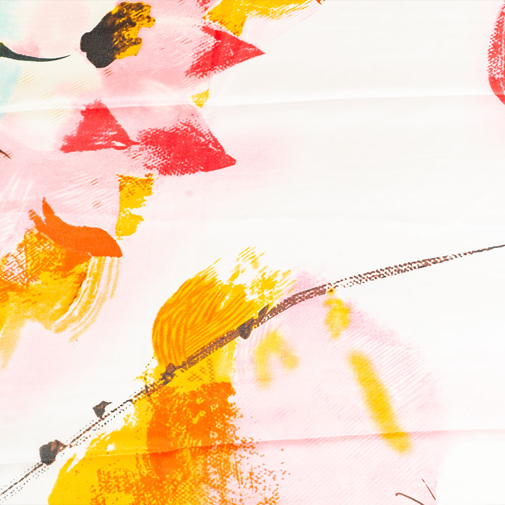 Schal "Nächtlicher Lotus", 85 x 180 cm, Orange, 100% vegane Seide