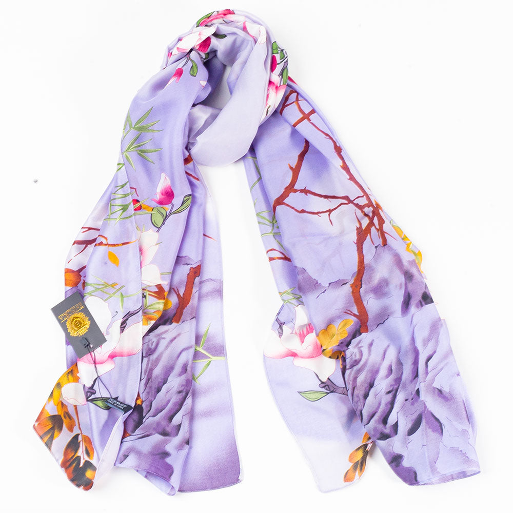 Schal "Edens Schatz", 85 x 180 cm, Flieder, 100% vegane Seide