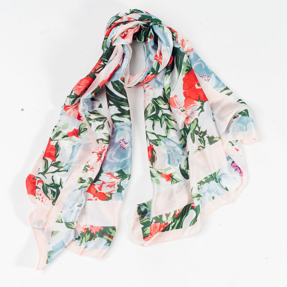 Schal "Orchideenbrise", 85 x 180 cm, Weiß, 100% vegane Seide