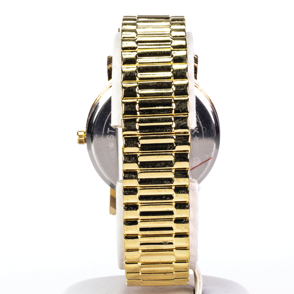 Excellanc goldfarbene Damenuhr mit Edelstahlarmband