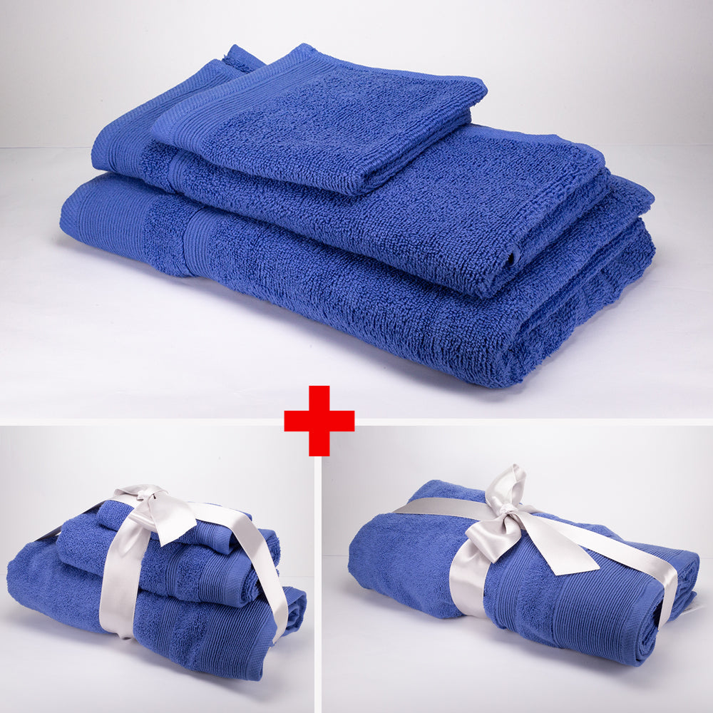 3+3+1 Übergroßes Badetuch-Geschenkset mit Handtüchern aus 100% Mikrobaumwolle, 500 GSM, ozeanblau