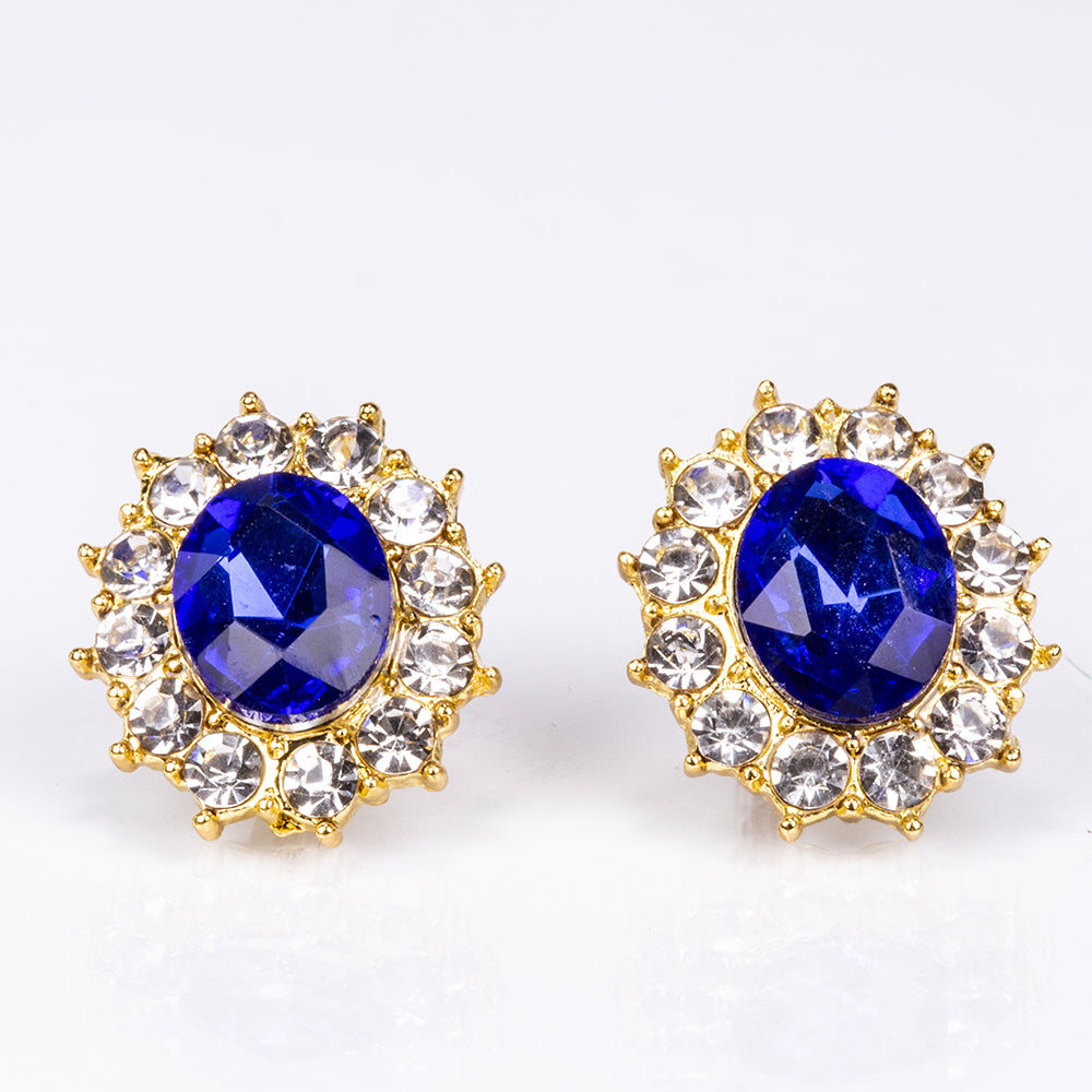 Schmuckgarnitur aus aus goldplattierter Legierung mit blauem Emporia®-Kristall und weißem Emporia® Kristall