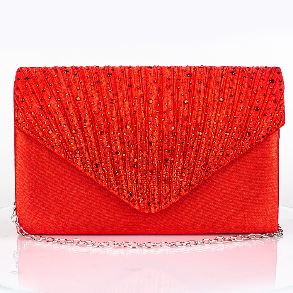 Tasche aus goldplattierter Legierung mit rotem Emporia®-Kristall und weißem Emporia® Kristall
