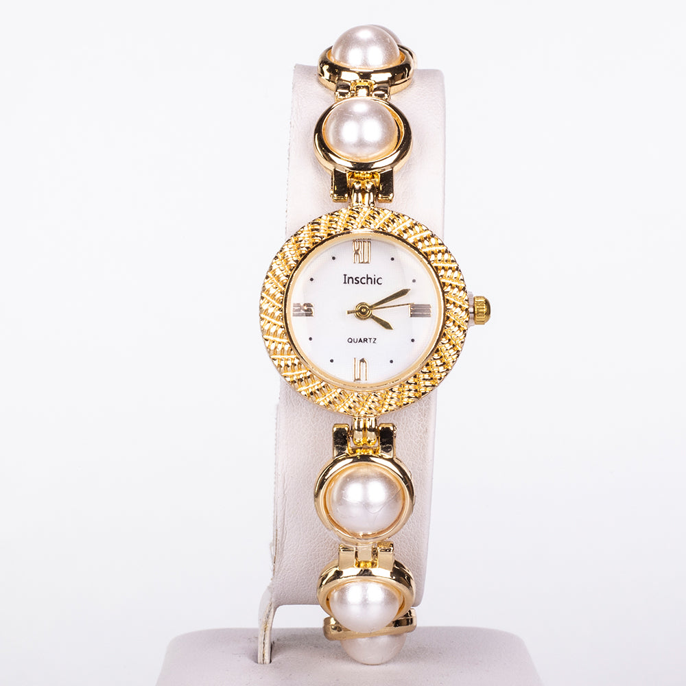 Uhr aus goldplattierter Legierung mit weißem Emporia® Kristall