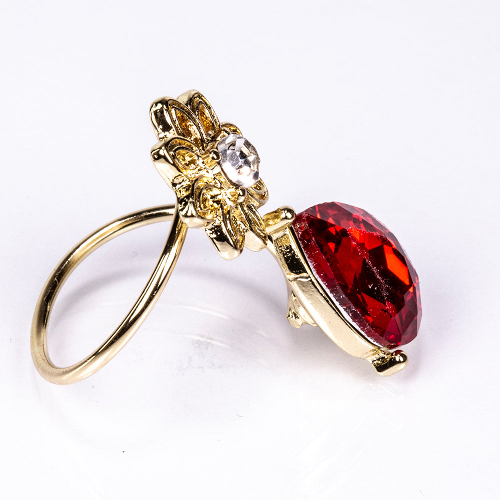 Schmuckgarnitur aus aus goldplattierter Legierung mit rotem Emporia®-Kristall und weißem Emporia® Kristall