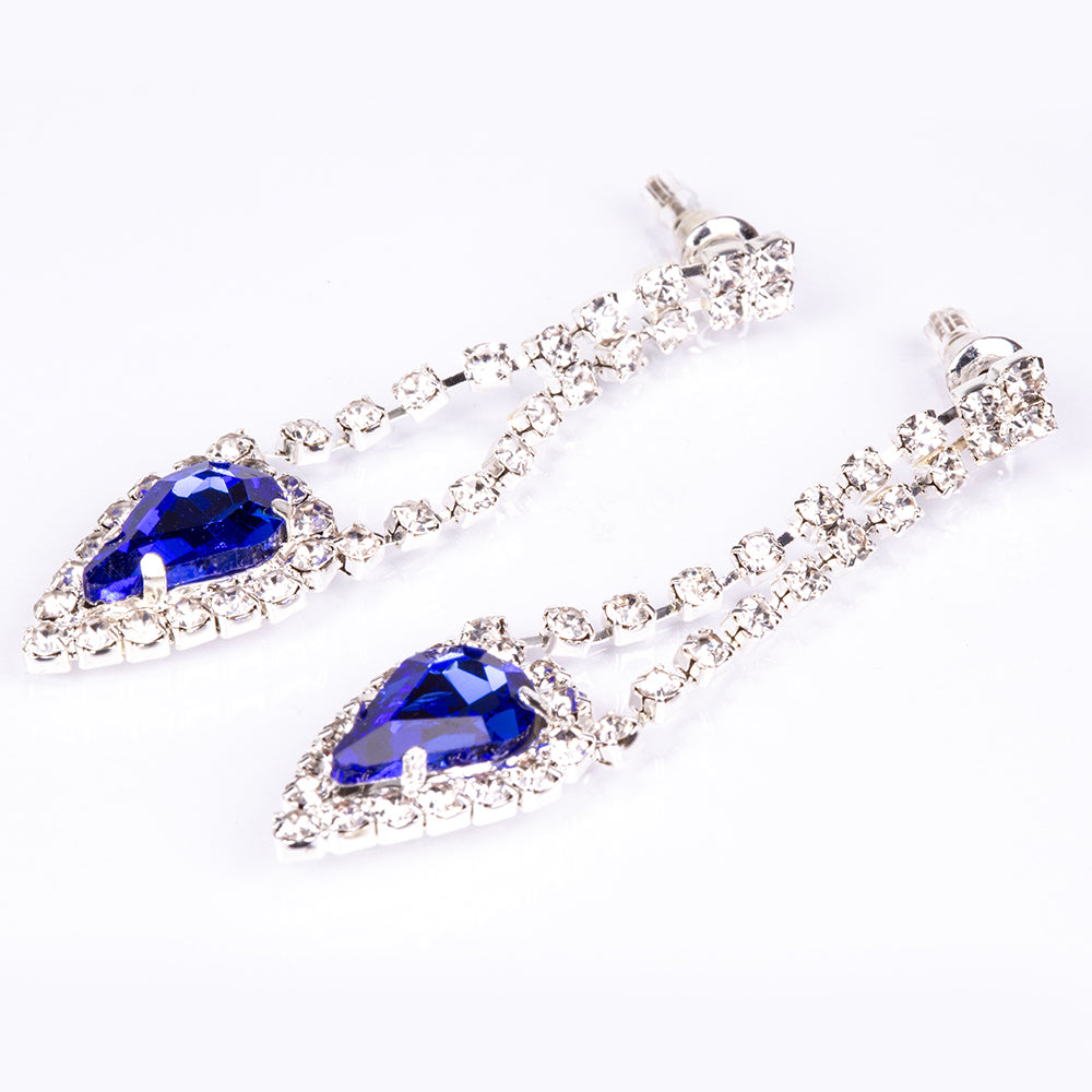Schmuckgarnitur aus aus goldplattierter Legierung mit blauem Emporia®-Kristall und weißem Emporia® Kristall