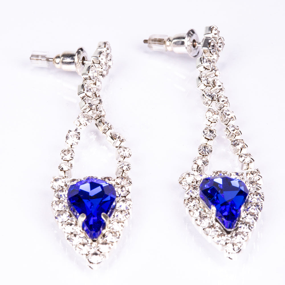 Schmuckgarnitur aus aus goldplattierter Legierung mit blauem Emporia®-Kristall und weißem Emporia® Kristall