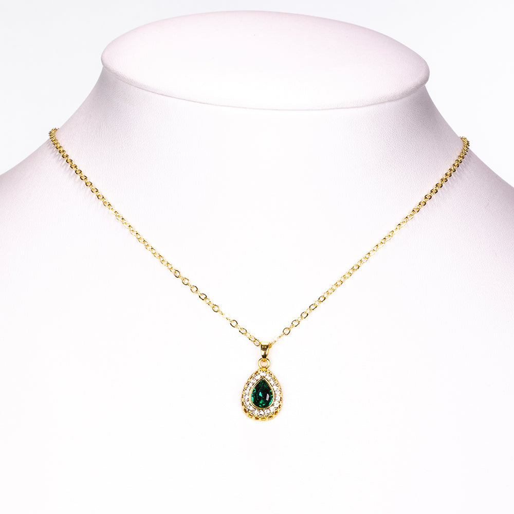 Schmuckgarnitur aus aus goldplattierter Legierung mit grünem Emporia® Kristall und weißem Emporia® Kristall