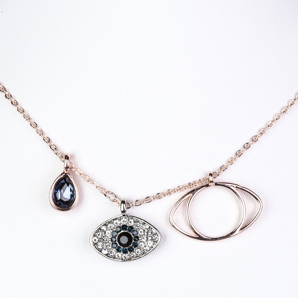 Halskette aus goldplattierter Legierung mit blauem Emporia®-Kristall und weißem Emporia® Kristall