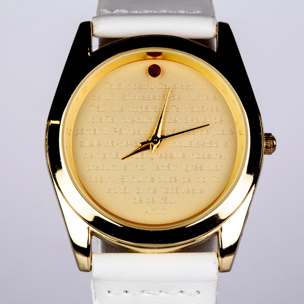 Uhr aus goldplattierter Legierung mit Rubin