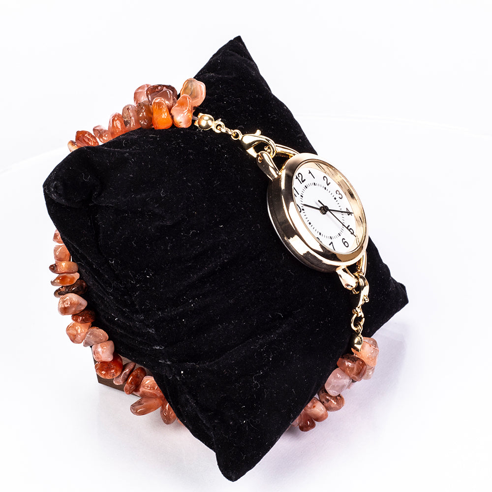 Uhr aus goldplattierter Legierung mit Türkis und Amethyst