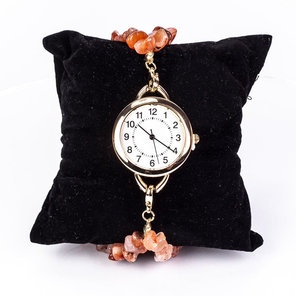 Uhr aus goldplattierter Legierung mit Türkis und Amethyst
