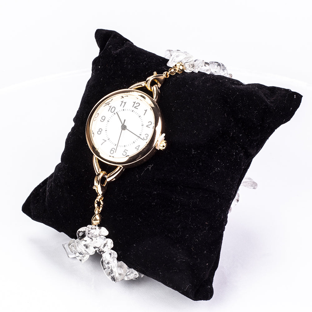 Uhr aus goldplattierter Legierung mit Türkis und Amethyst