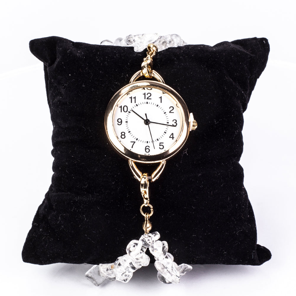 Uhr aus goldplattierter Legierung mit Türkis und Amethyst