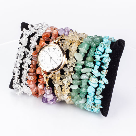 Uhr aus goldplattierter Legierung mit Türkis und Amethyst