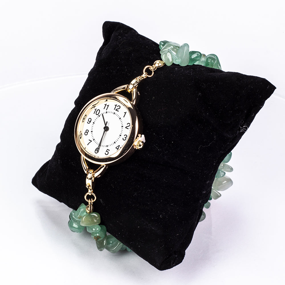 Uhr aus goldplattierter Legierung mit Türkis und Amethyst