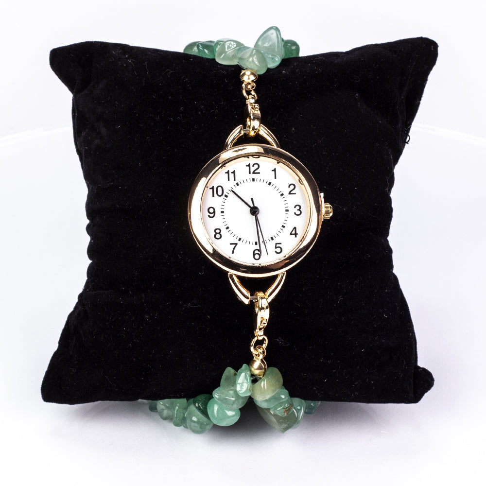 Uhr aus goldplattierter Legierung mit Türkis und Amethyst