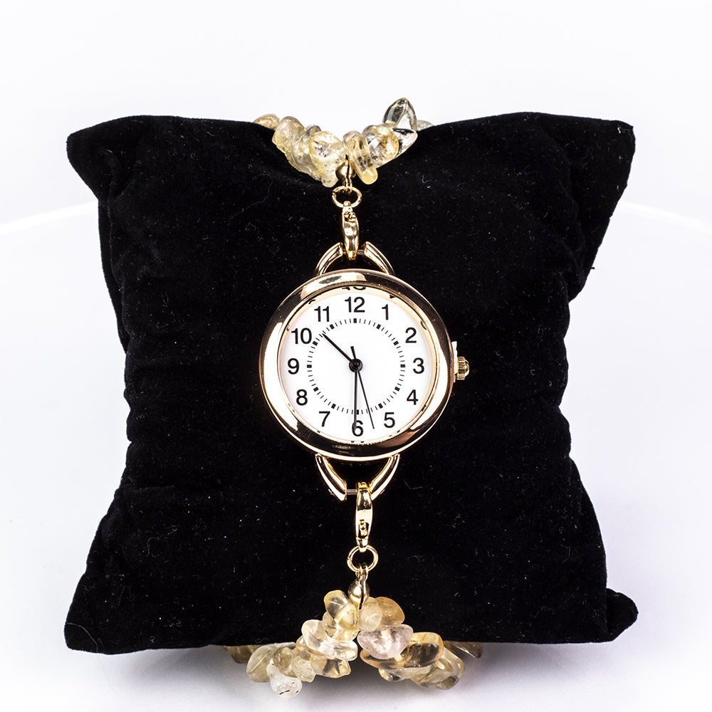 Uhr aus goldplattierter Legierung mit Türkis und Amethyst