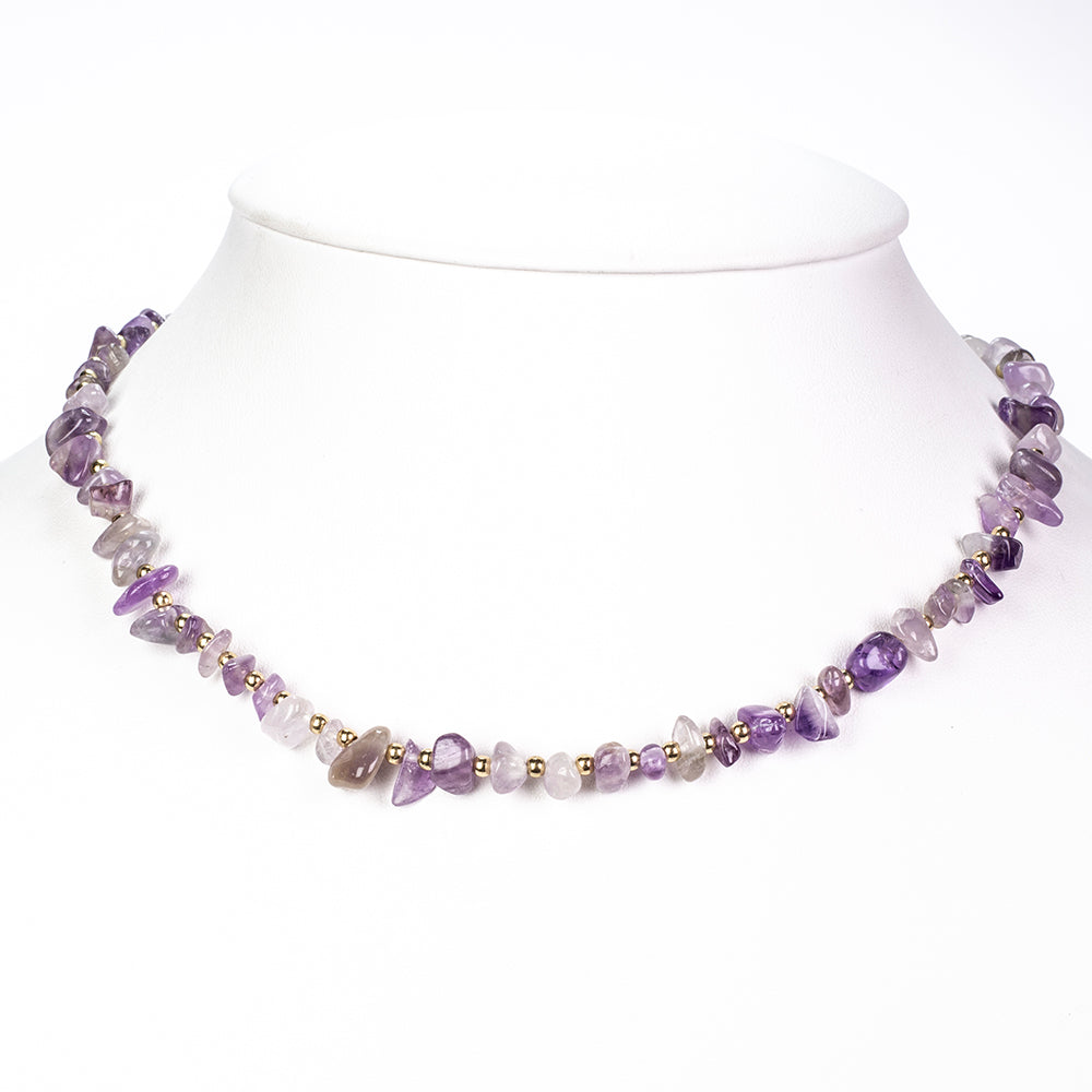 Schmuckgarnitur aus aus goldplattierter Legierung mit Amethyst