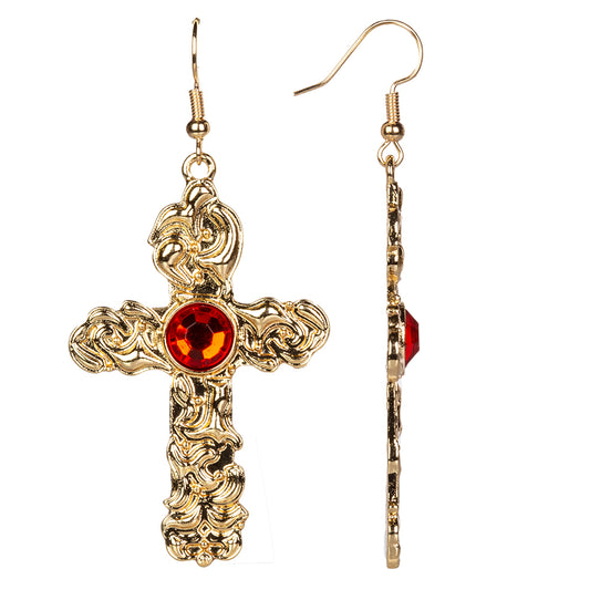 Schmuckgarnitur aus aus goldplattierter Legierung mit rotem Emporia®-Kristall und weißem Emporia® Kristall