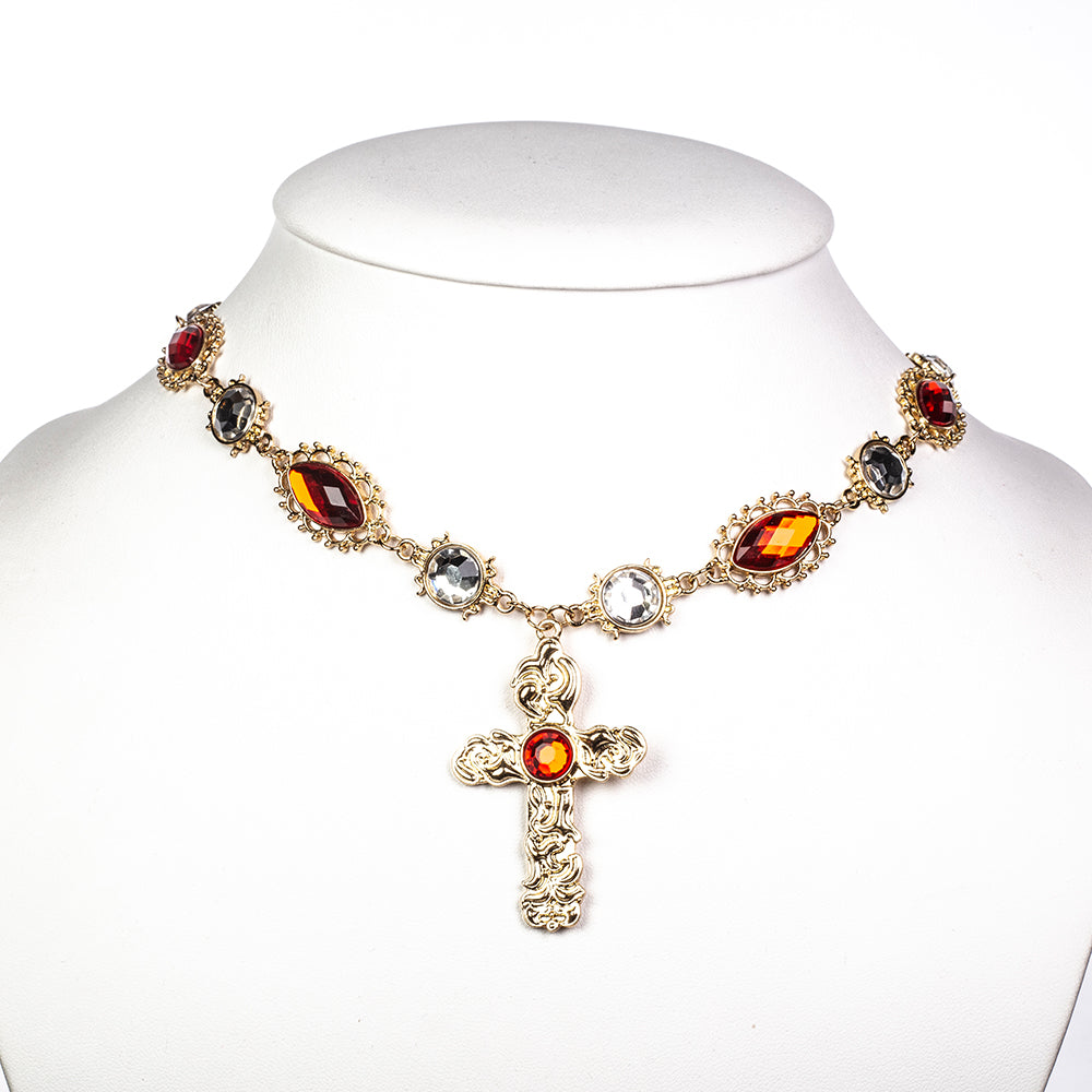 Schmuckgarnitur aus aus goldplattierter Legierung mit rotem Emporia®-Kristall und weißem Emporia® Kristall