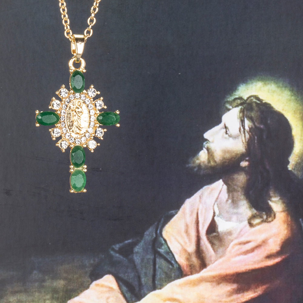 Halskette aus goldplattierter Legierung mit Smaragd und weißem Emporia® Kristall 4