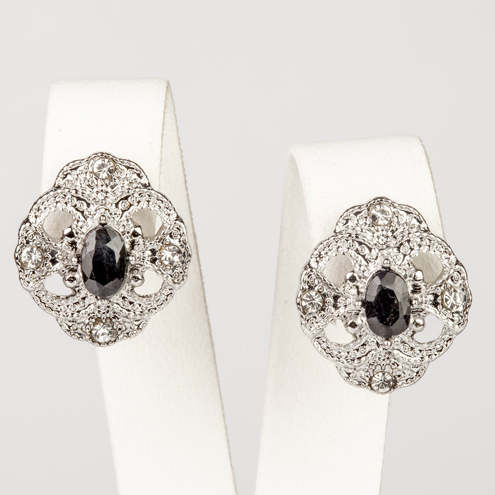 Schmuckgarnitur aus aus goldplattierter Legierung mit Saphir und weißem Emporia® Kristall